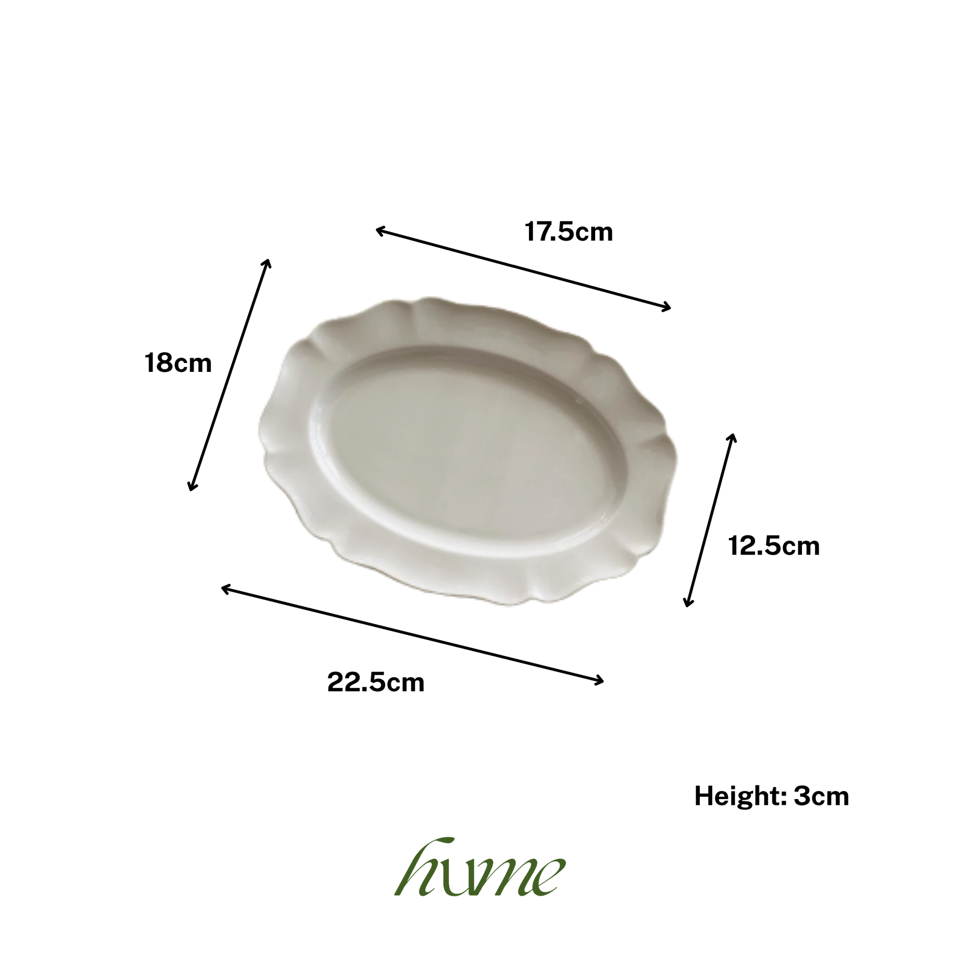 Scallop Oval Plate 8.8"